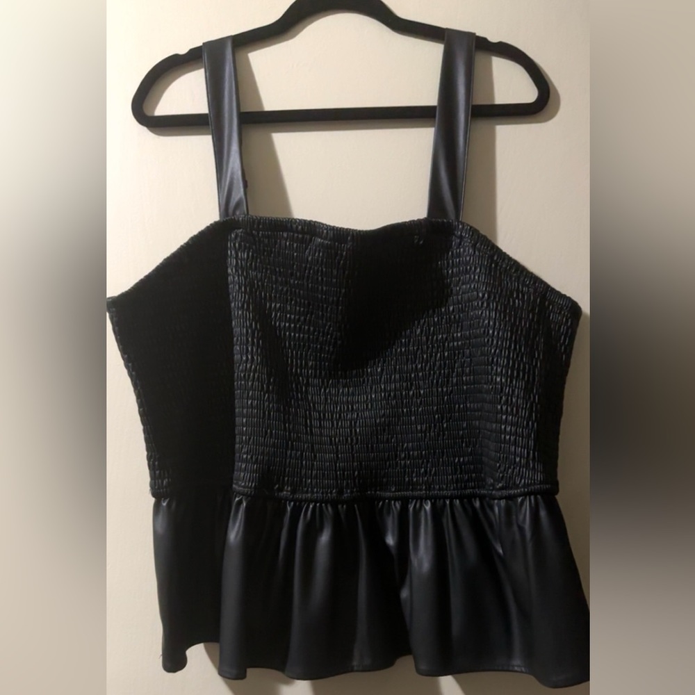 Faux leather top